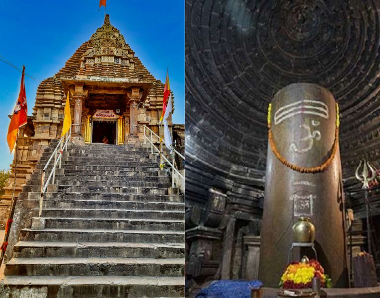 Image of outside of Matangeshwar temple and shivling inside the temple